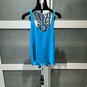 Naked Zebra Turquoise Tank Top with Lace Back